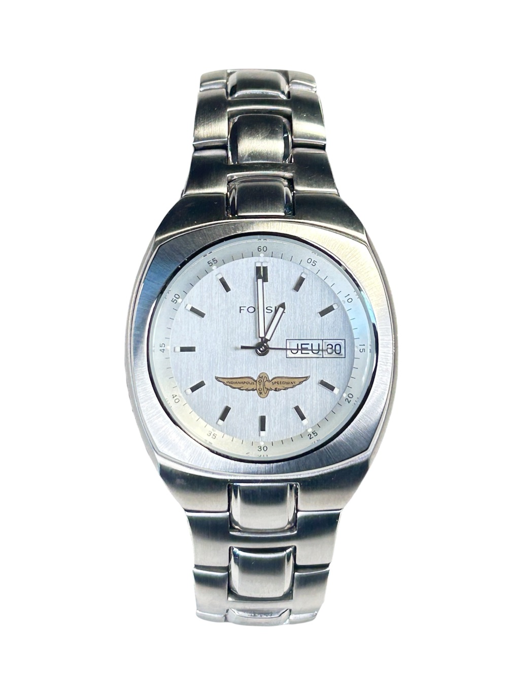 Nwot Fossil Pr5234 Vintage Stainless Steel Indy 500 Promotional Watch